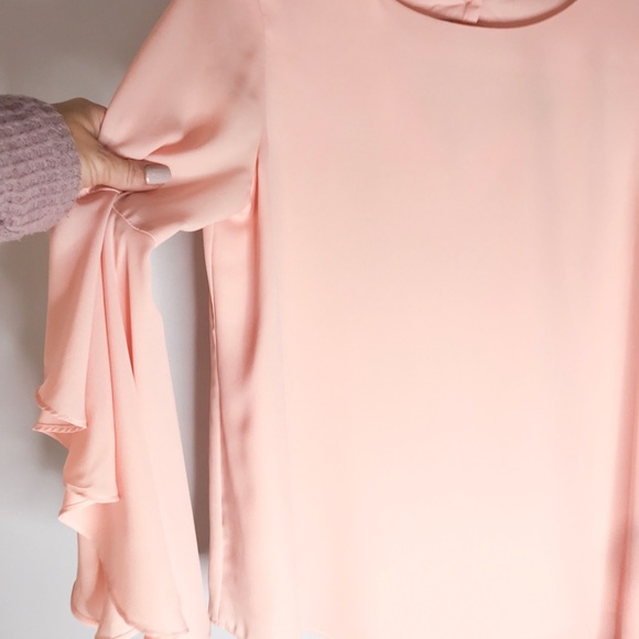 Suzy Shier Pink Blouse with Ruffle Bell Sleeves - Picture 5 of 8